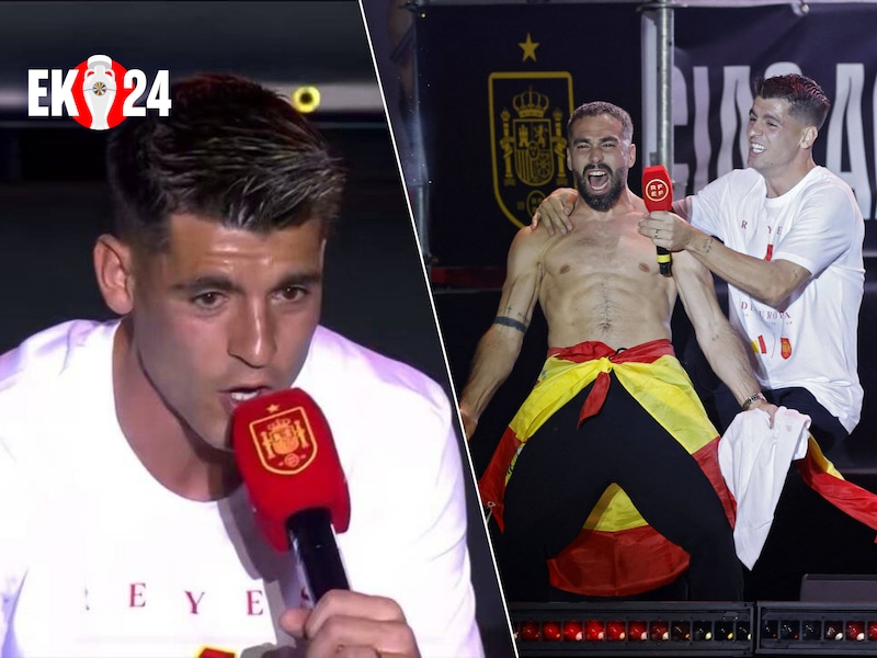 Ceremoniemeester Morata jent Duitsers tijdens wilde Spaanse feestnacht in Madrid: “Waar is Musiala?!”