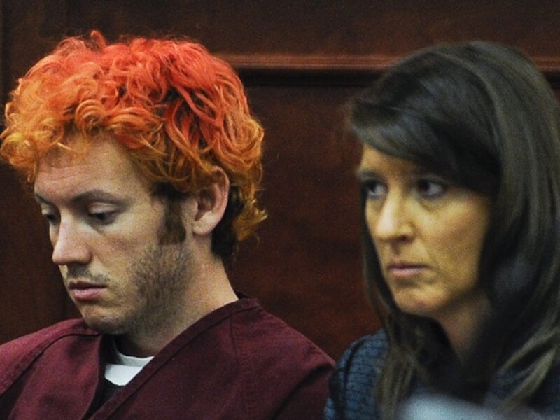 James Holmes bij zijn eerste verhoor.