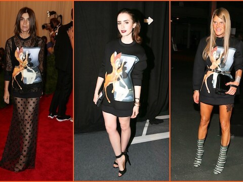 Carine Roitfeld, Lily Collins en Anna Dello Russo.