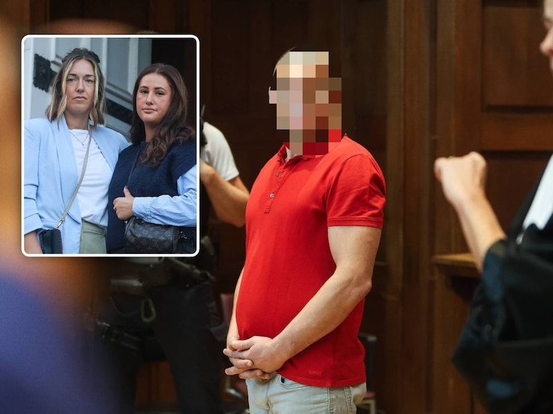 Bart L. in de rechtbank van Dendermonde. Foto inzet: slachtoffers Melanie en Luna.