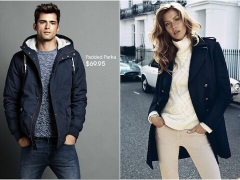 Sean O'Pry en Gisele Bündchen, allebei in een reclame voor H&M.