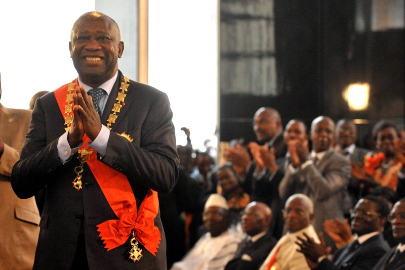 President van Ivoorkust Laurent Gbagbo tijdens de inhuldiging.