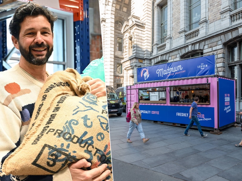 Felroze koffiecontainer van Madmum voorziet pendelaars van koffie in afwachting van nieuwe koffiebar