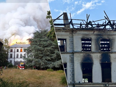 Dakbrand in kasteel Slotendries, Uitgebrand kasteel Slotendries