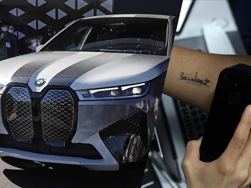 Fotomontage: de BMW iX Flow and E Ink en de Prinker.