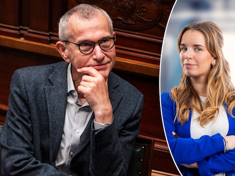 Minister van Volksgezondheid Frank Vandenbroucke (Vooruit) en onze politieke journalist Fleur Mees.