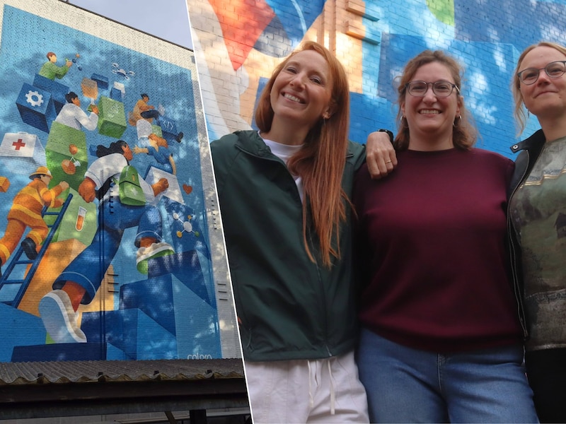 Kleurrijk kunstwerk fleurt ‘saaie’ gevel Sint-Carolus op: “We wisten op voorhand niet goed wat het zou worden”