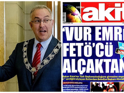 Rotterdams burgemeester Ahmed Aboutaleb staat op de voorpagina van de Turkse krant 'Yeni Akit'.