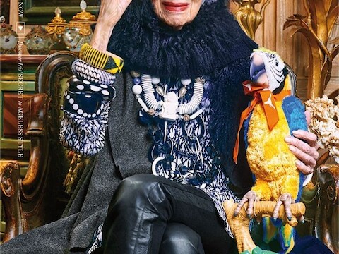 De 94-jarige Iris Apfel is het gezicht van Blue Illusion.