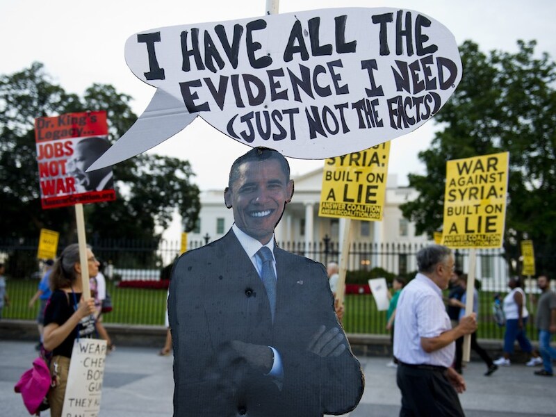 In Washington DC zijn er intussen al verschillende demonstraties tegen een mogelijke oorlog geweest.