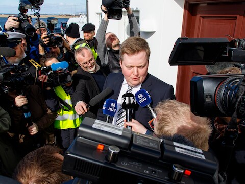 Aftredend premier Gunnlaugsson.