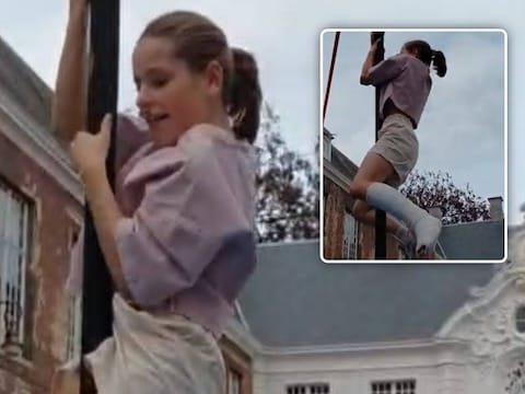 Lotte (13) tijdens haar stunt op het circusfestival in Aalst.