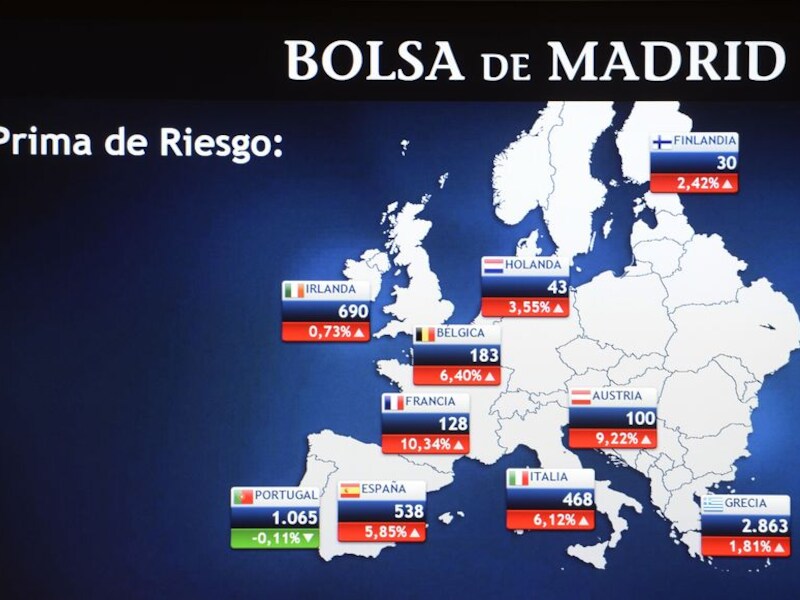 De beurs van Madrid staat overwegend in het rood.