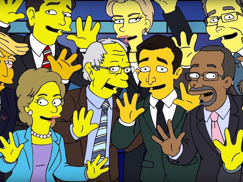U herkent vlnr. Donald Trump, Hillary Clinton, Marco Rubio, Bernie Sanders, Carly Fiorina, Ted Cruz, Ben Carson, Jeb Bush en John Kasich.