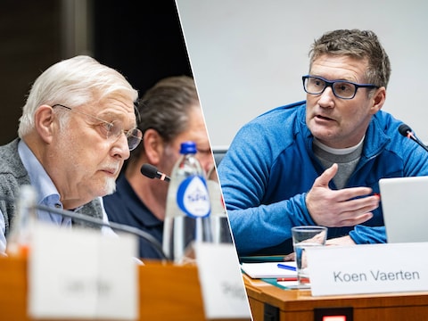 Raadslid Koen Vaerten (rechts) betreurt de hoge rentelasten. Burgemeester Rob Mennes (links) verdedigde het grondenbeleid.