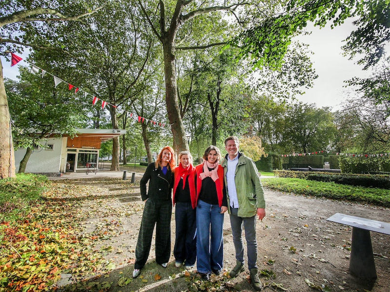 Tijdens de bekendmaking op woensdagmiddag 28 oktober, met burgemeester Ruth Vandenberghe, Nina Manderick en Ursy Pattyn, en schepen Wouter Allijns.