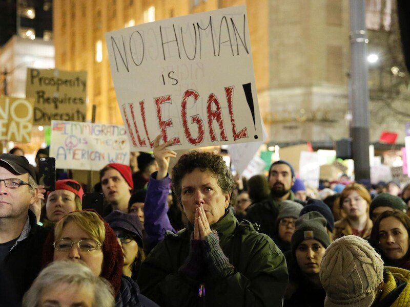 Protesten in Seattle tegen het inreisverbod van Trump.