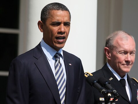 VS-president Barack Obama kondigt de benoeming aan van Martin Dempsey.