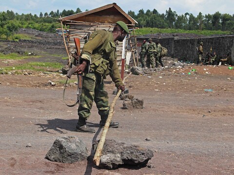 Congolese soldaten in Rwanda.