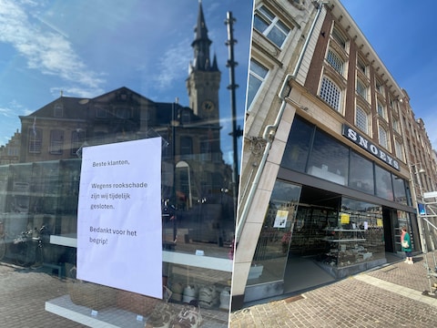 Schoenwinkel Snoeys bleef na de brand van gisteren dicht.