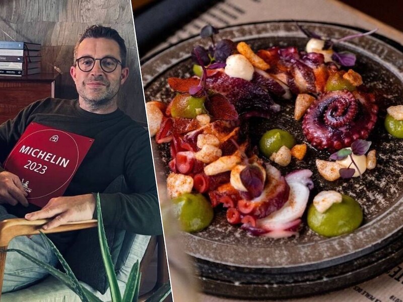 Thomas Baeyens van L'Amitié serveert zijn visitekaartje pulpo met aioli en jalapeno.