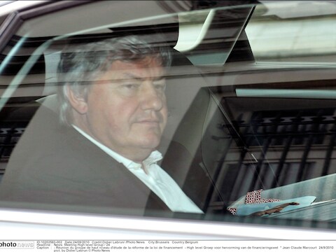 Waals Minister van Economie Jean-Claude Marcourt (PS) arriveert op een vergadering van de highlevelwerkgroep.