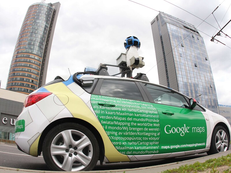 Een Google Street View-wagen in de Litouwse hoofdstad Vilnius.