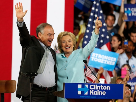 Tim Kaine en Hillary Clinton.