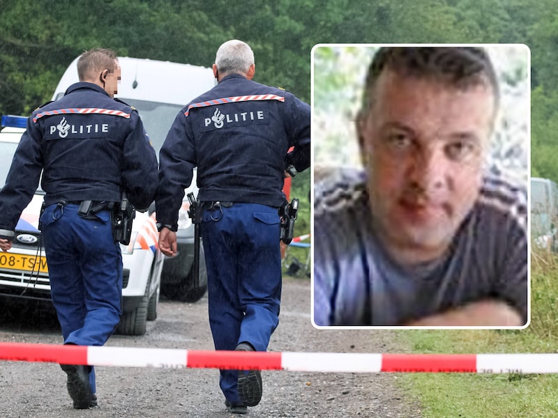 De Nederlandse politie op de Sint-Pietersberg in Maastricht. Daar werd op 22 juli 2011 het lichaam van Marc Hertenweg (inzet) ontdekt.