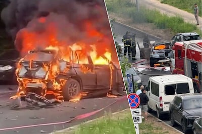 KIJK. Beelden tonen hoe wagen ontploft op parking 