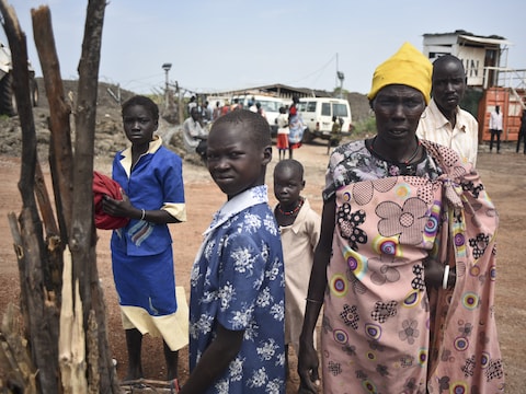 Vluchtelingen uit Zuid-Soedan in een VN-kamp in Bentiu.