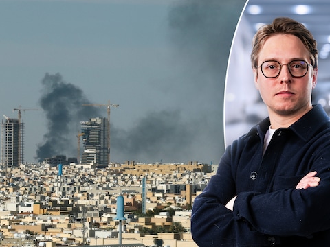 Rookwolken boven de Saoedische hoofdstad Riyad, na een aanval vorige week. Rechts: politiek journalist Timmie van Diepen.
