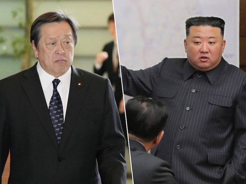 Japanse minister van Defensie Yasukazu Hamada (links) / Noord-Koreaanse leider Kim Jong-Un (rechts)