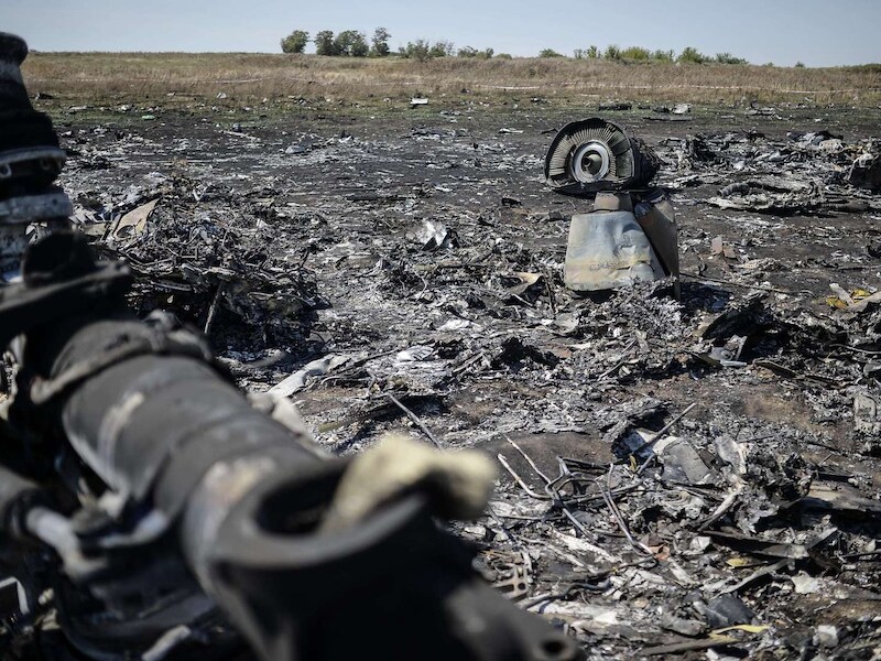 Crashsite MH17 in Hrabove, 80km oosten van Donetsk.
