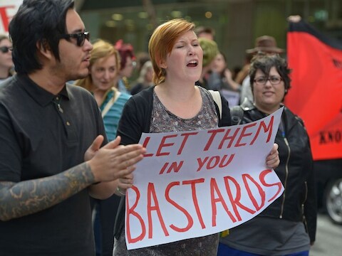 Protest in Sydney tegen de Australische immigratiepolitiek.