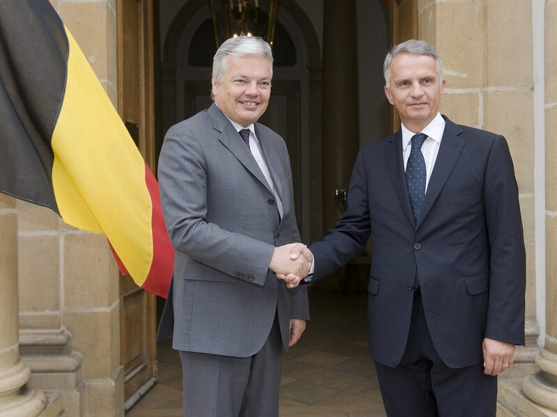 Didier Reynders met de Zwitserse verantwoordelijke voor Buitenlandse Zaken, Didier Burkhalter.