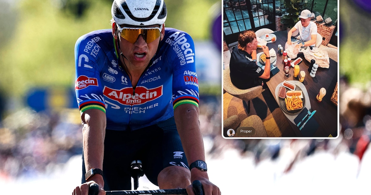 ‘Cheat meal’ na een dag afzien: Mathieu van der Poel geniet van frietjes met vaste trainingsmakker n
