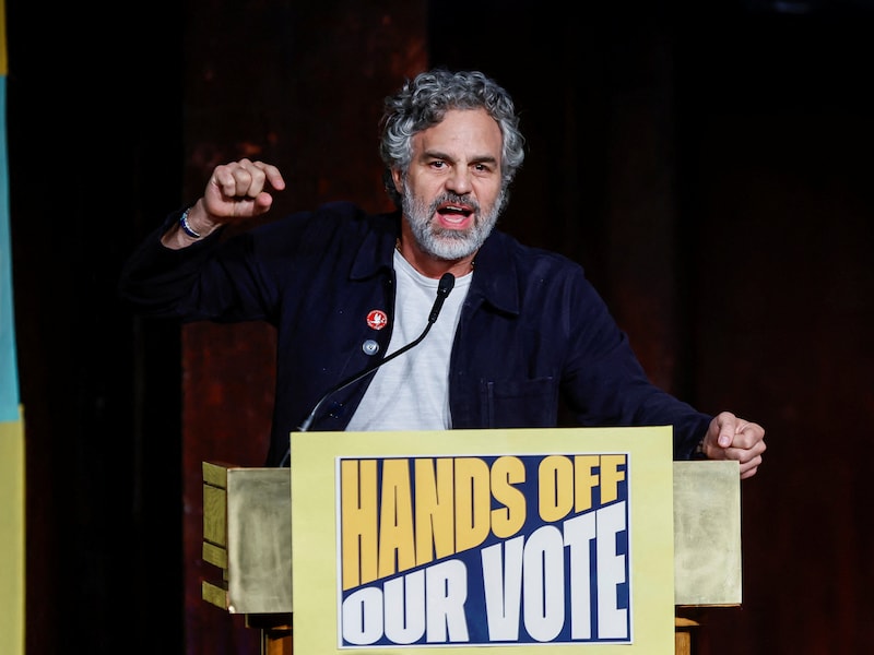 Mark Ruffalo op het Hands Off Our Vote-evenement in New York City