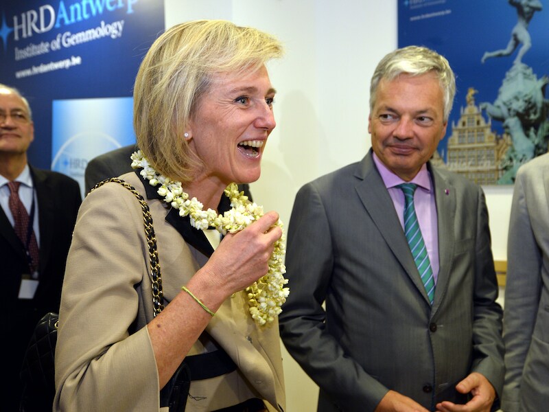Prinses Astrid en minister van Buitenlandse Zaken Didier Reynders (MR) op handelsmsisie in India.