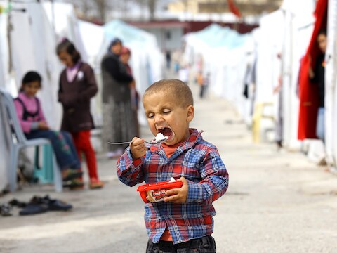 Een Syrisch jongetje in een vluchtelingenkamp in Turkije.