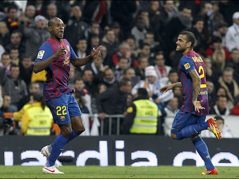 Eric Abidal en zijn maatje Dani Alves
