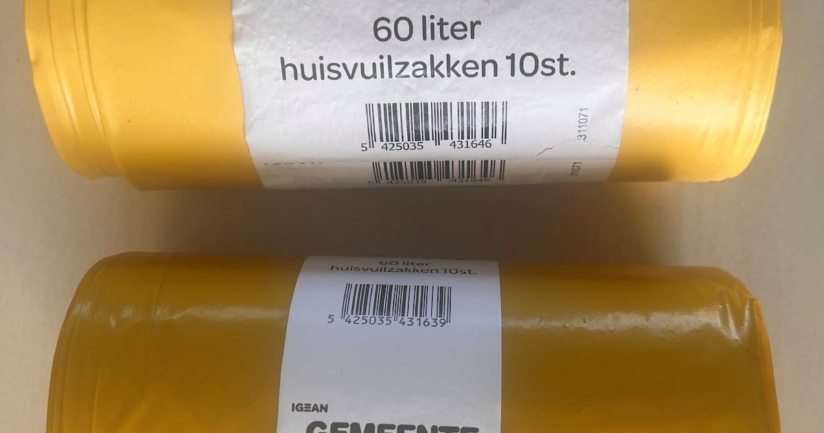Productiefout bij restafvalzakken van 60 liter: sommige rollen bevatten slechts 8 in plaats van 10 z
