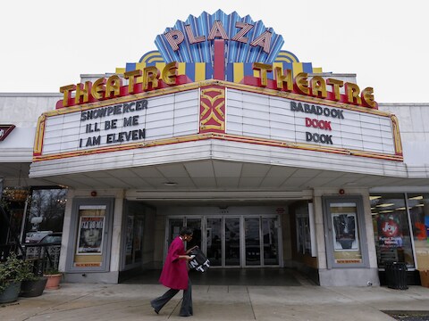 Het Plaza Theatre in Atlanta waar 'The Interview' te zien zal zijn.