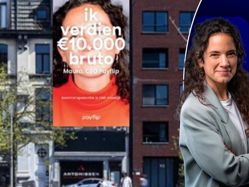 Vanaf maandag 1/06 is er een reclamebord in het Zuidpark in Antwerpen te zien waarop Maura Nachtergaele, CEO van PayFlip haar loon bekend maakt.