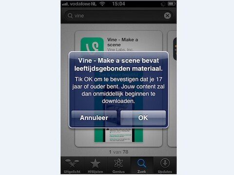 Screenshot uit de App Store.