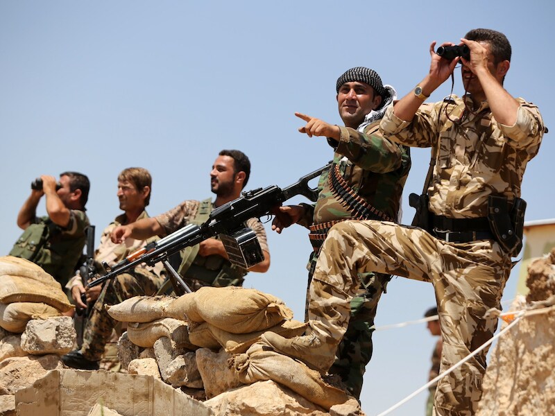 Iraakse Koerdische strijders in Noord-Irak.