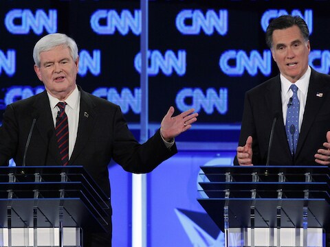 Zowel Newt Gingrich (links) als Mitt Romney verzwegen zaken over hun inkomsten.