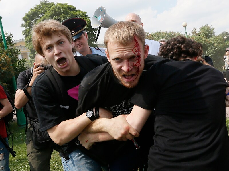 Demonstranten in Sint-Petersburg.