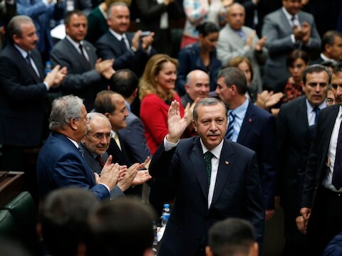 Premier Erdogan in het Turkse parlement.