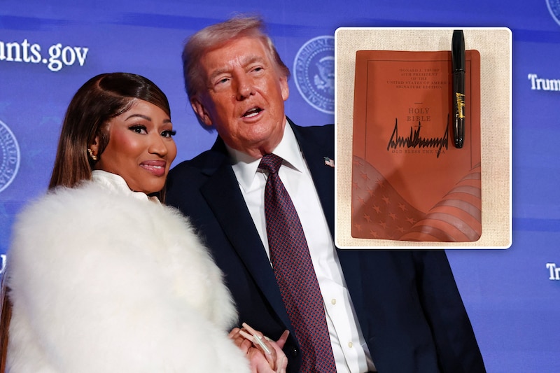Meest betekenisvolle cadeau ooit&rdquo;: Trump schenkt Nicki Minaj een  gesigneerde bijbel | Buitenland | HLN.be